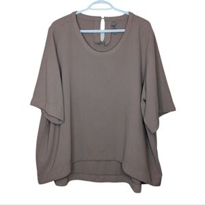 Melissa McCarthy Plus 3X High Lo Scoop Neck Short Sleeve Top Office